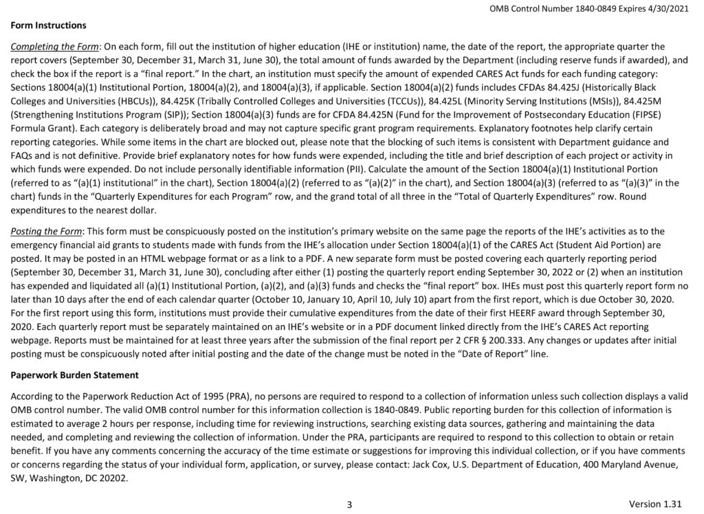 CARES Quarterly Grant Reporting Form 1840-0849 Q4 2020-3